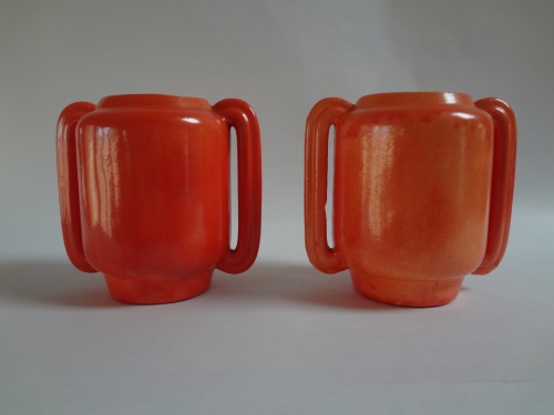Pair of 1937 Tangerine Stangl Vases